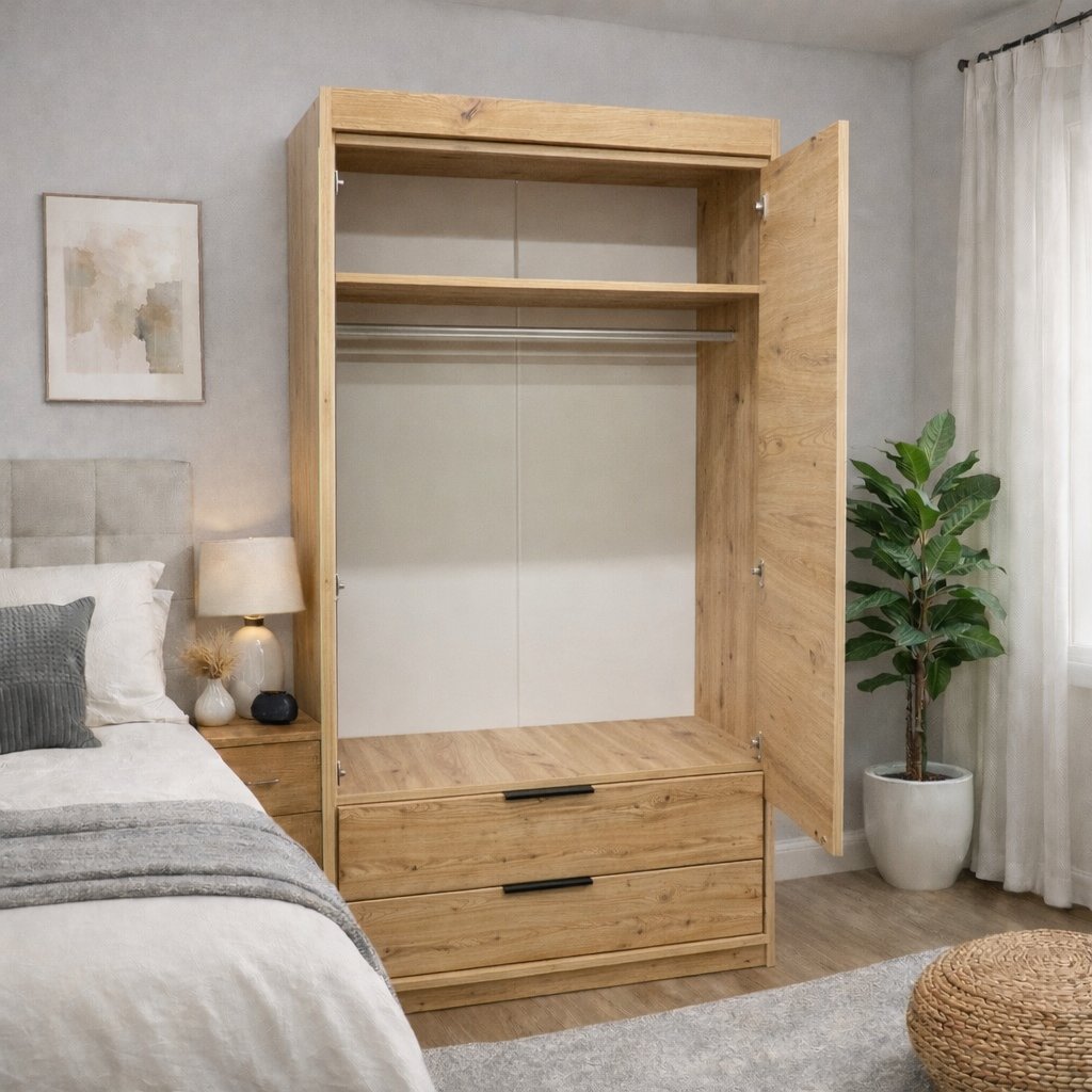 103cm Missouri Door Wardrobe with Drawers in Artisan Oak | LFO
