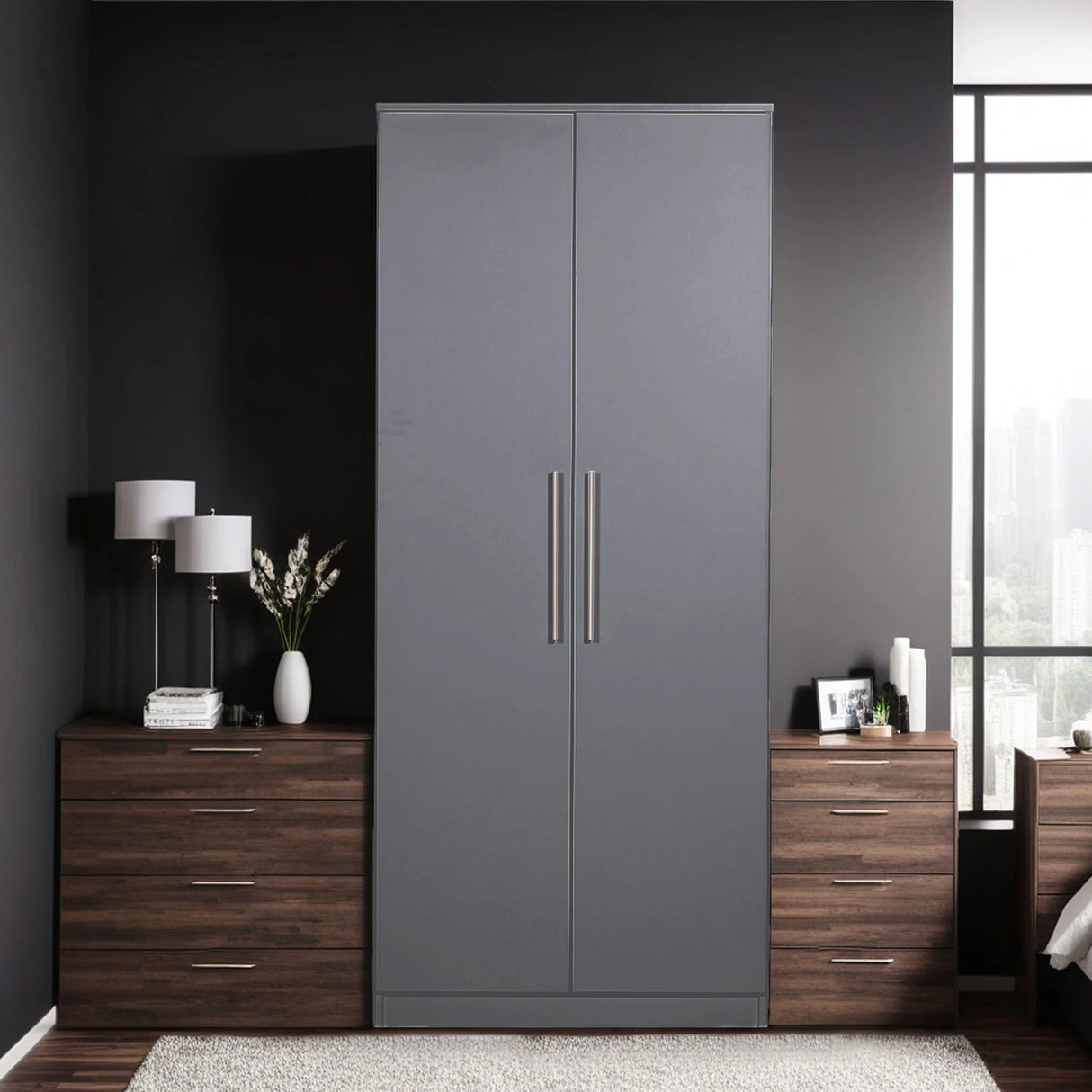 Elemental 2 Door Wardrobe (Available in White or Grey)