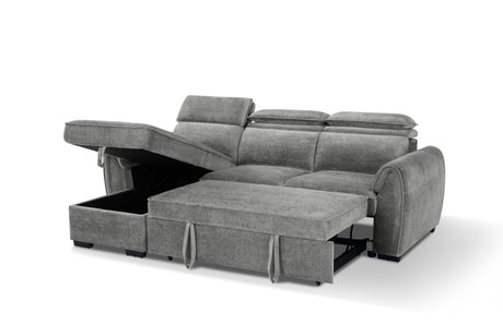 Marseille dark grey corner sofa bed with built in storage