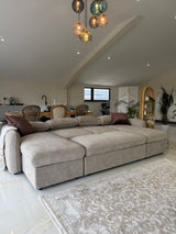 Samara U-Shape Sofa Bed with Storage (Available in Chenille Grey, Blue, Beige or Green)