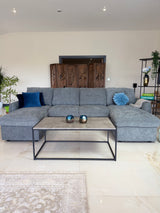 Samara U-Shape Sofa Bed with Storage (Available in Chenille Grey, Blue, Beige or Green)