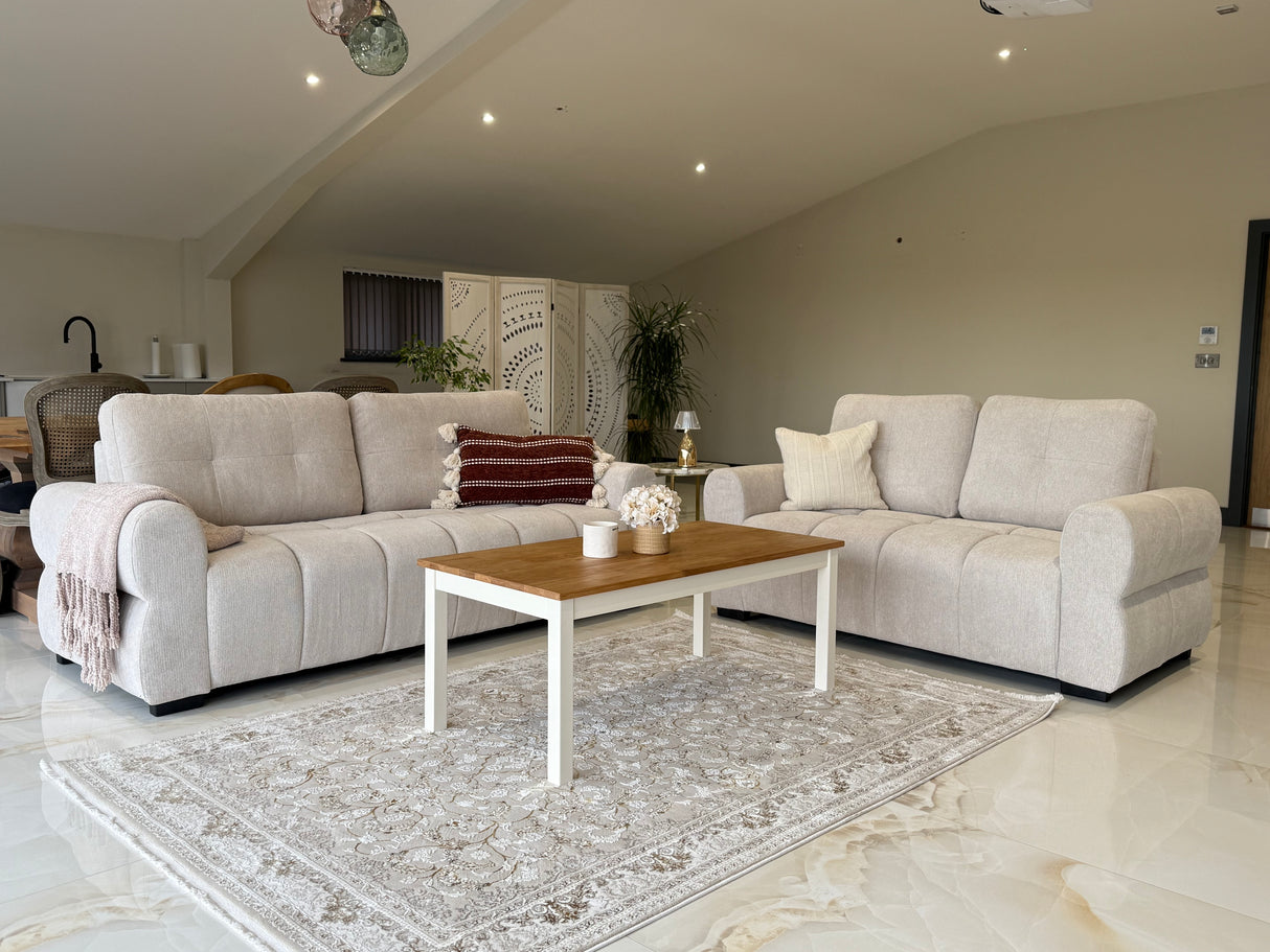 Emelia 3 and 2 Seat Sofa Bundle Deal (Available in Beige or Grey)