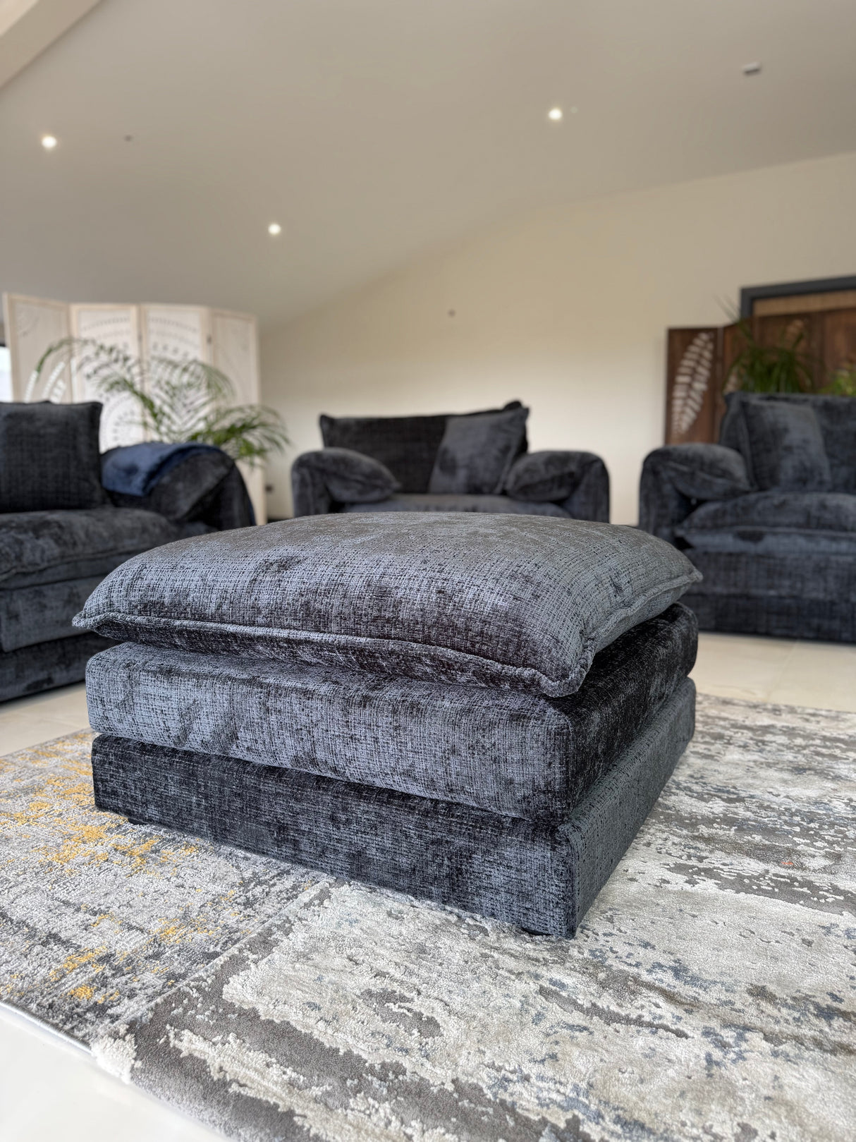 Samantha Footstool (Available in Beige, Grey, Black or Green)
