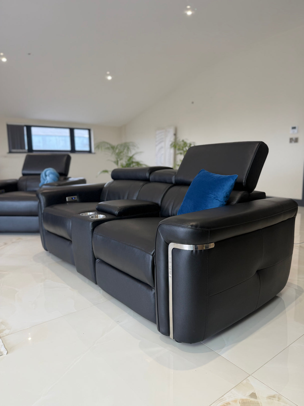 Autumnville Genuine Leather Electric Reclining 2 Seat Sofa (Available in Tanned Brown or Black)