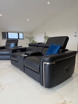 Autumnville Genuine Leather Electric Reclining 2 Seat Sofa (Available in Tanned Brown or Black)