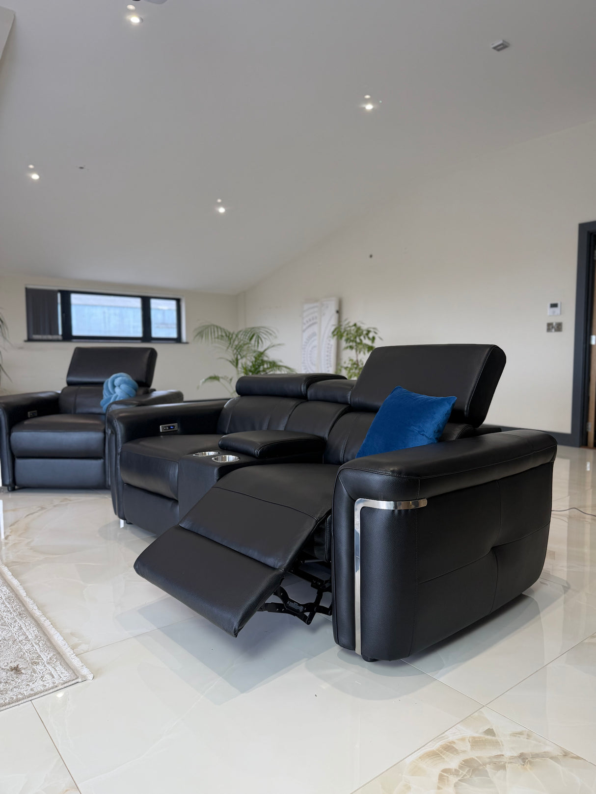 Autumnville Genuine Leather Electric Reclining 2 Seat Sofa (Available in Tanned Brown or Black)