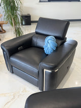Autumnville Genuine Leather Electric Reclining Armchair Sofa (Available in Tanned Brown or Black)