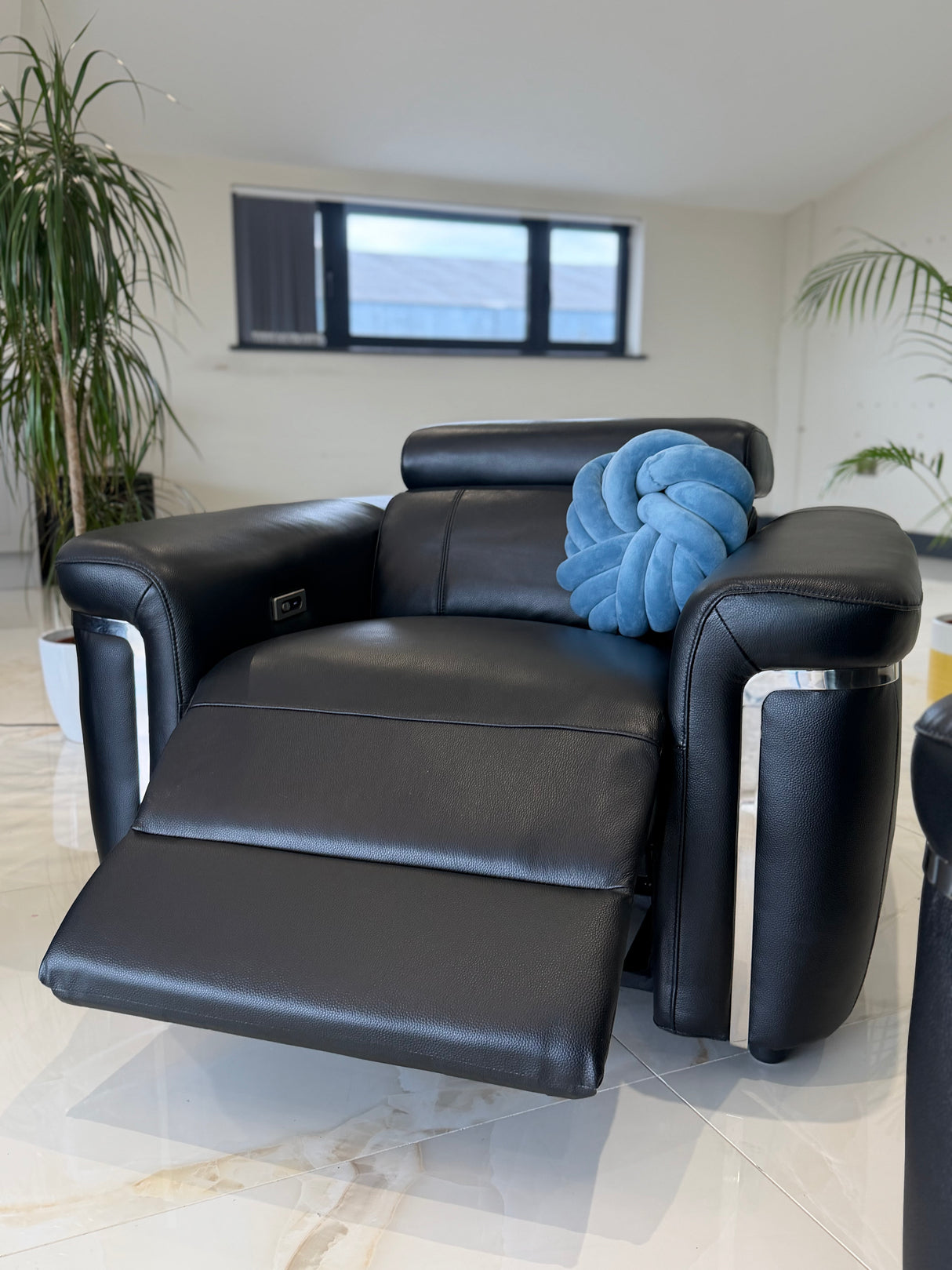 Autumnville Genuine Leather Electric Reclining Armchair Sofa (Available in Tanned Brown or Black)