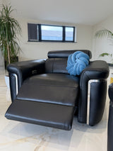 Autumnville Genuine Leather Electric Reclining Armchair Sofa (Available in Tanned Brown or Black)