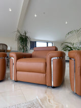 Autumnville Genuine Leather Electric Reclining Armchair Sofa (Available in Tanned Brown or Black)