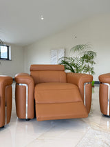 Autumnville Genuine Leather Electric Reclining Armchair Sofa (Available in Tanned Brown or Black)
