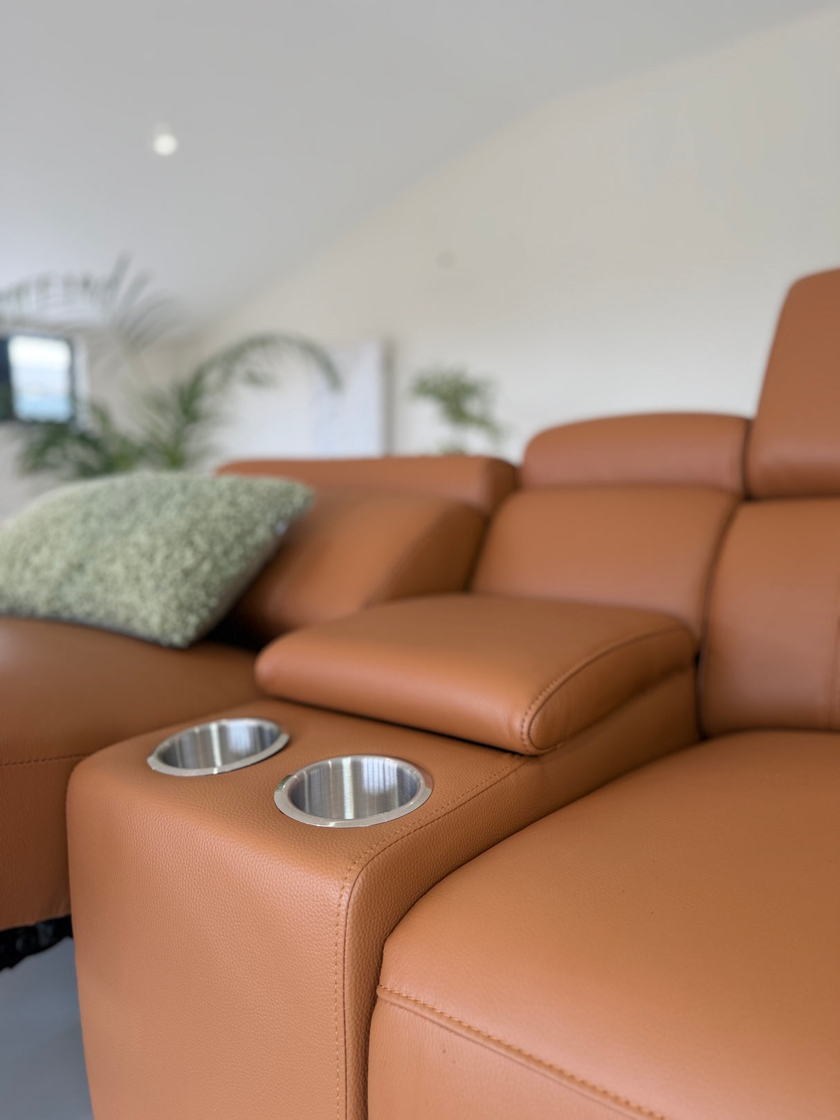 Autumnville Genuine Leather Electric Reclining 2 Seat Sofa (Available in Tanned Brown or Black)