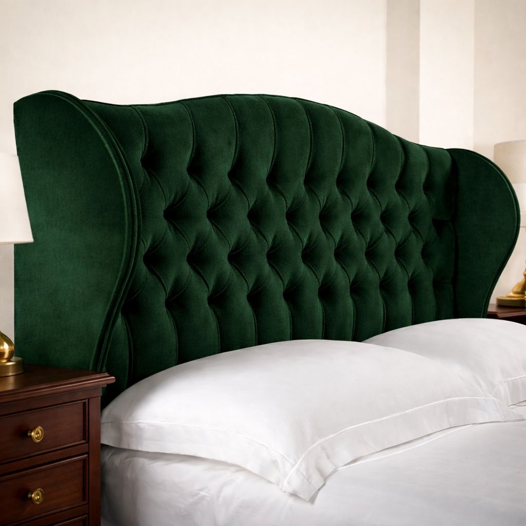 Curved Winged Chesterfield Floor Standing Headboard