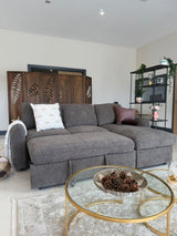 Samara Corner Sofa Bed with Storage (Available in Chenille Grey, Brown, Beige or Green)