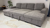 Vareena U-Shape Sofa Bed with Storage (Available in Chenille Light Grey, Dark Grey, Blue, Beige or Green)