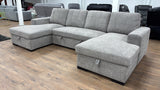 Vareena U-Shape Sofa Bed with Storage (Available in Chenille Light Grey, Dark Grey, Blue, Beige or Green)