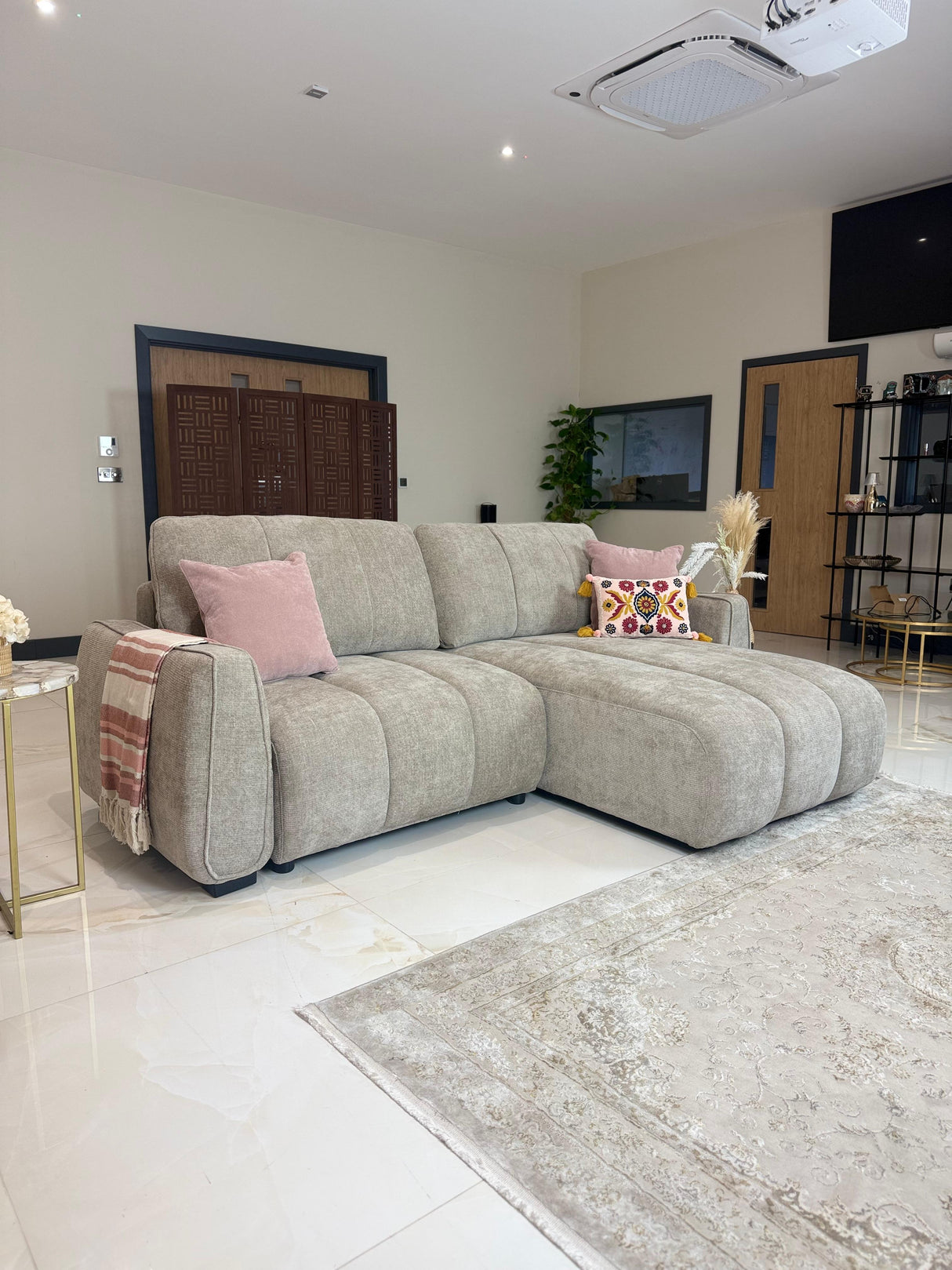 Trevi Corner Storage Sofa Bed (Available in Grey or Beige)