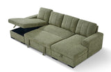 Vareena U-Shape Sofa Bed with Storage (Available in Chenille Light Grey, Dark Grey, Blue, Beige or Green)