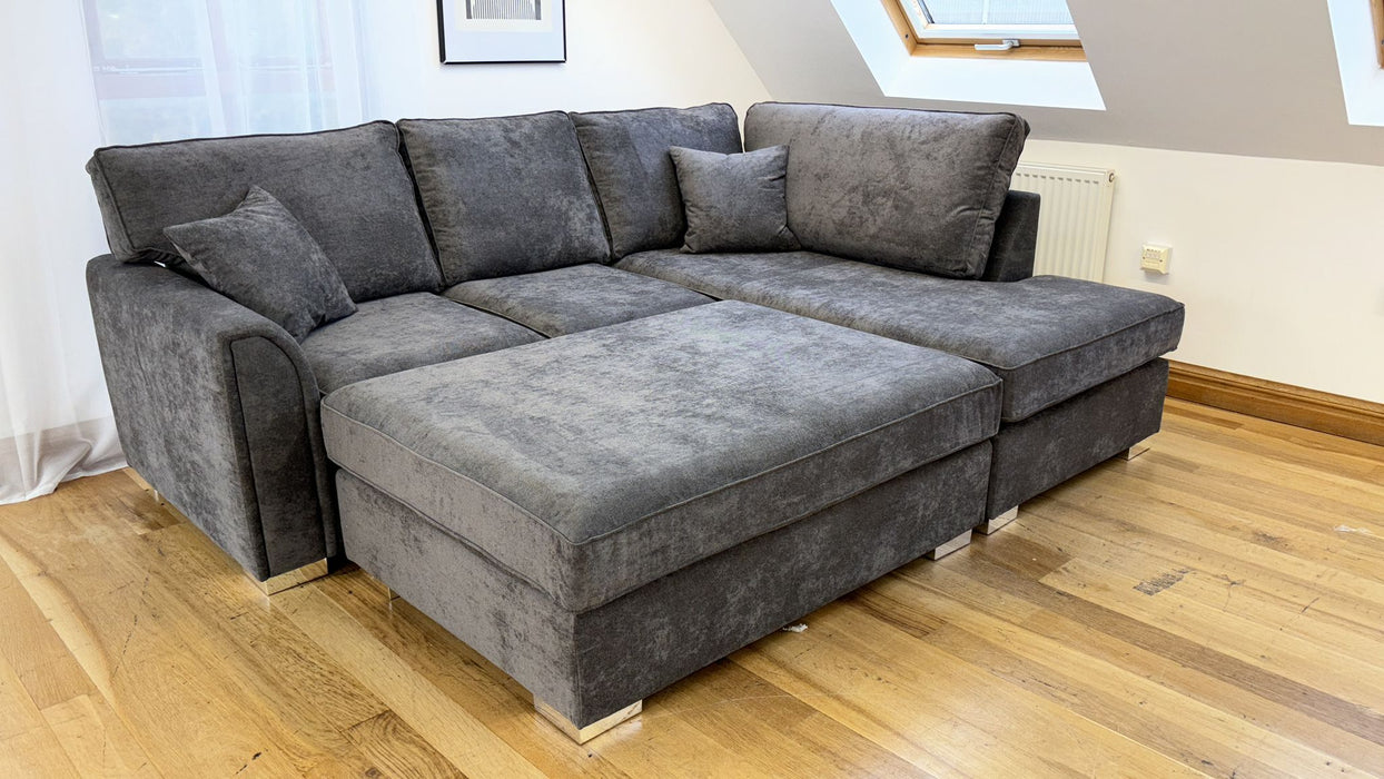 Bromley Full Back Corner Sofa (Available in Linen Cream, Linen Grey or Alaska Silver Chenille)