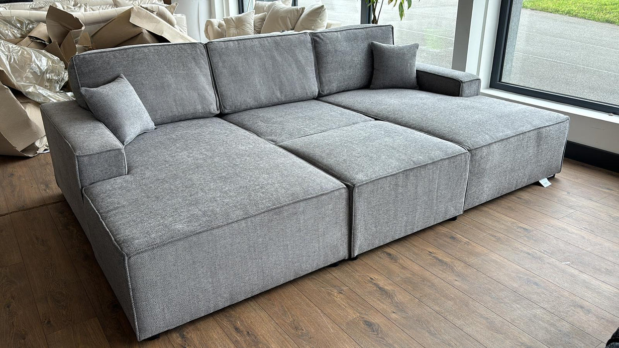 Lopez U-Shape/Cinema Sofa (Available in Modesto Ivory, Grey or Charcoal)