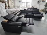 Autumnville Genuine Leather Electric Reclining Corner Sofa (Available in Tanned Brown or Black)