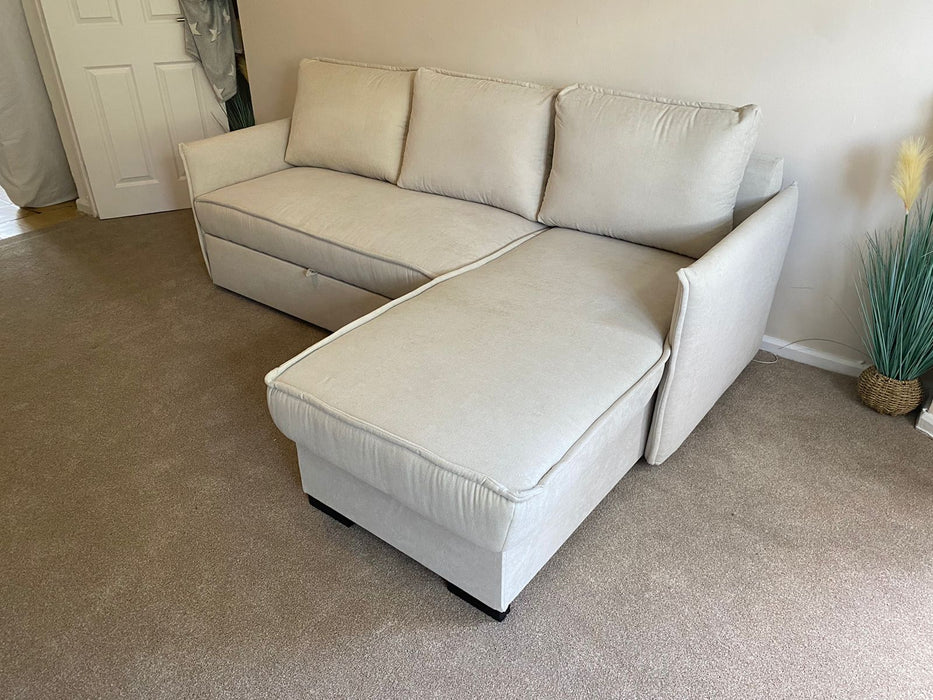 Megan Corner Sofa Bed with Storage (Available in Chenille Teal, Light Grey Dark Grey or Stone)