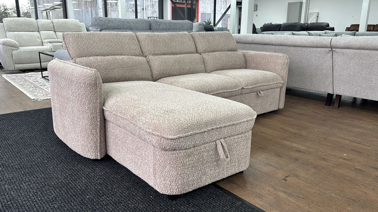 Naples Corner Sofa Bed with Storage (Available in Chenille Grey, Blue, Beige or Green)