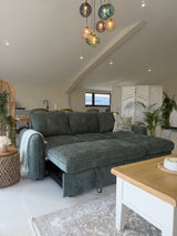 Samara Corner Sofa Bed with Storage (Available in Chenille Grey, Brown, Beige or Green)