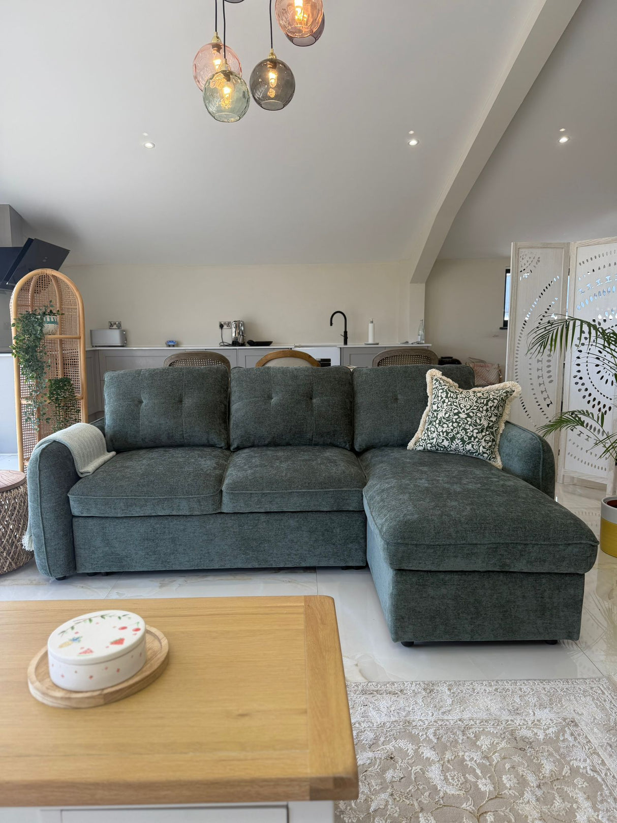 Samara Corner Sofa Bed with Storage (Available in Chenille Grey, Brown, Beige or Green)