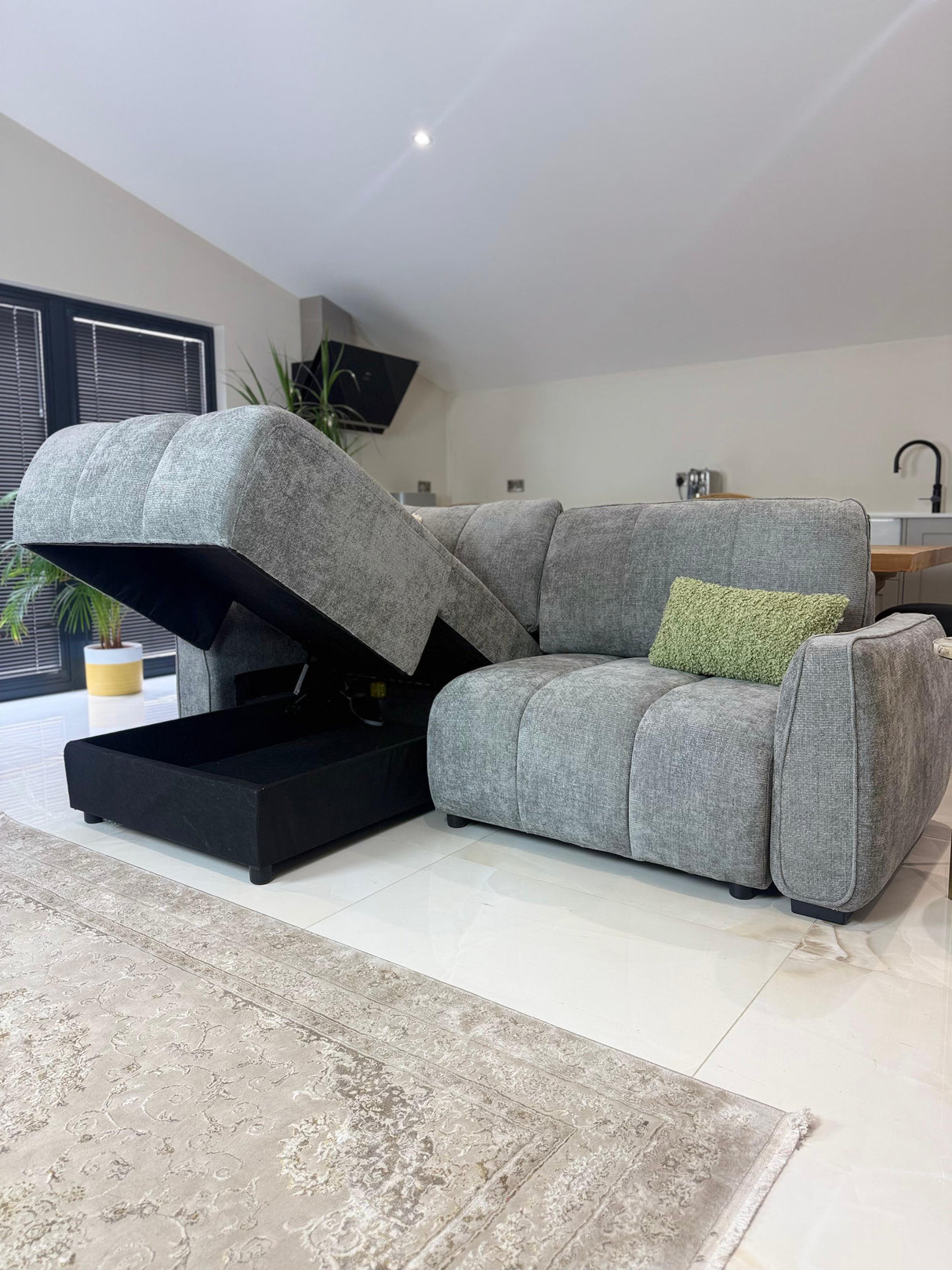 Trevi Corner Storage Sofa Bed (Available in Grey or Beige)