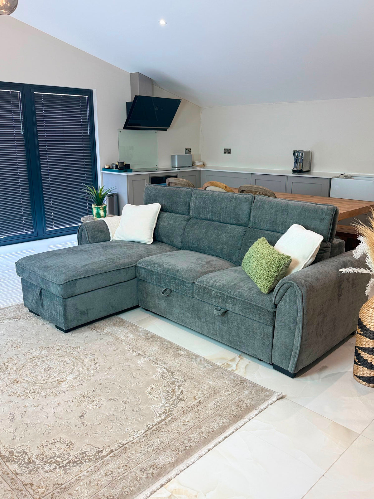Marseille Corner Storage Sofa Bed (Available in Mushroom, Grey or Light Grey)