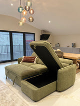 Naples Corner Sofa Bed with Storage (Available in Chenille Grey, Blue, Beige or Green)