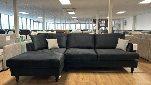 Napoli Chaise Corner Sofa (Available in Plush Velvet Black, Grey or Beige)