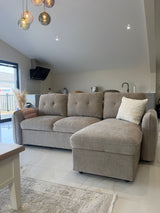 Samara Corner Sofa Bed with Storage (Available in Chenille Grey, Brown, Beige or Green)