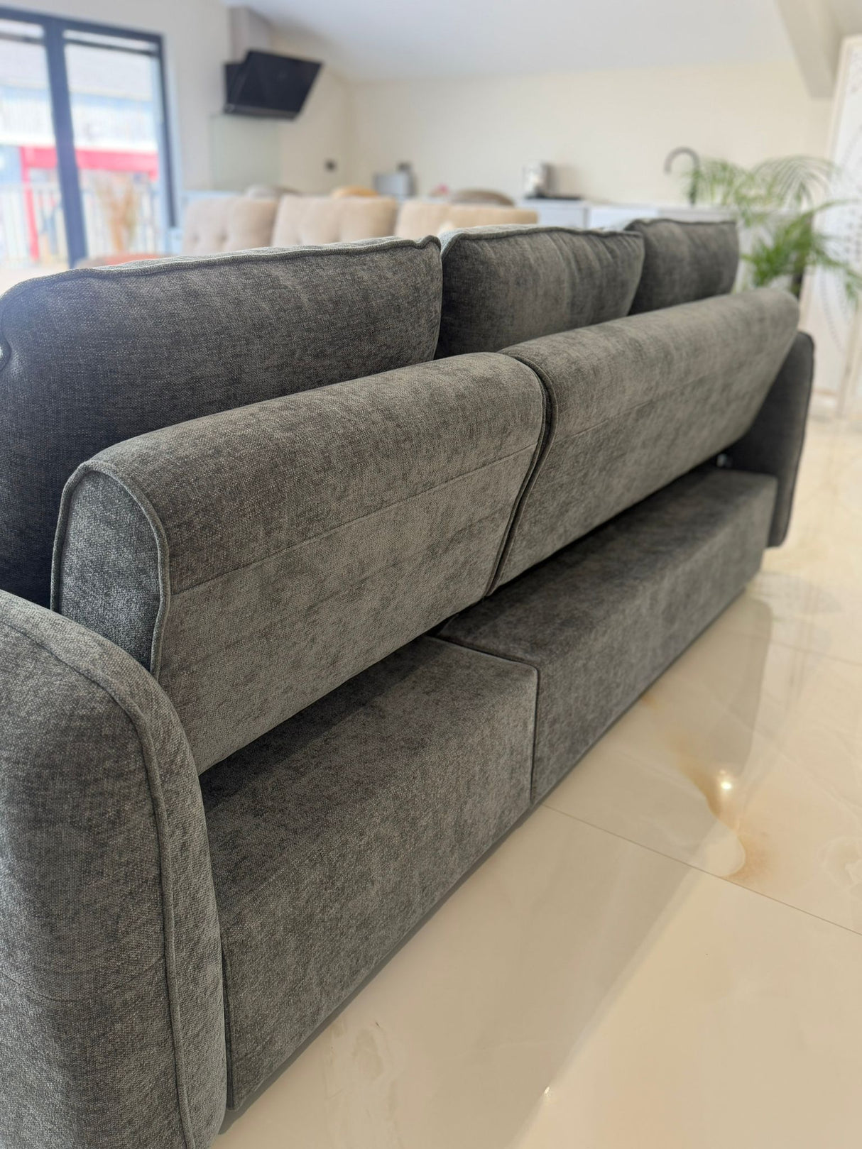 Samara Corner Sofa Bed with Storage (Available in Chenille Grey, Brown, Beige or Green)