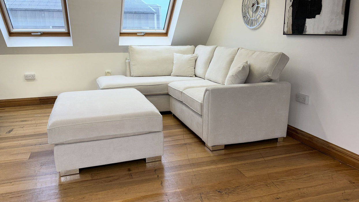 Bromley Full Back Corner Sofa (Available in Linen Cream, Linen Grey or Alaska Silver Chenille)