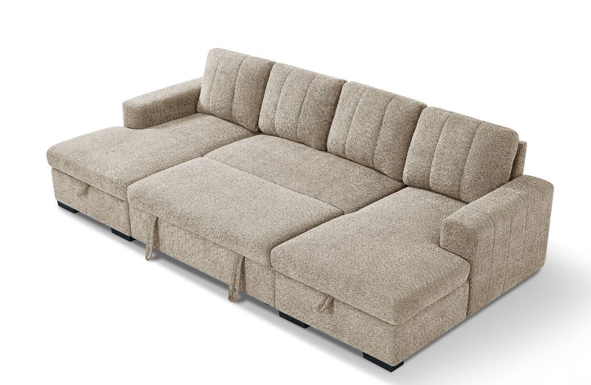 Vareena U-Shape Sofa Bed with Storage (Available in Chenille Light Grey, Dark Grey, Blue, Beige or Green)