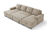 Vareena U-Shape Sofa Bed with Storage (Available in Chenille Light Grey, Dark Grey, Blue, Beige or Green)