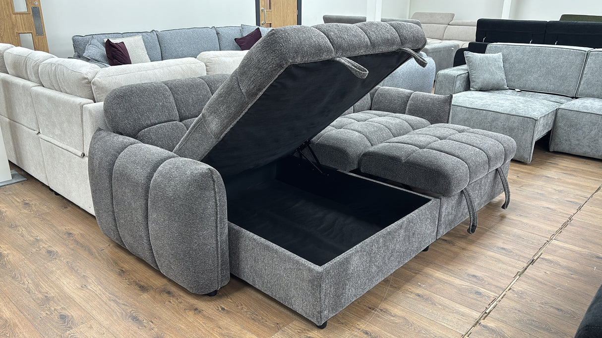 Miami Corner Storage Sofa Bed (Available in Black, Grey or Teal)