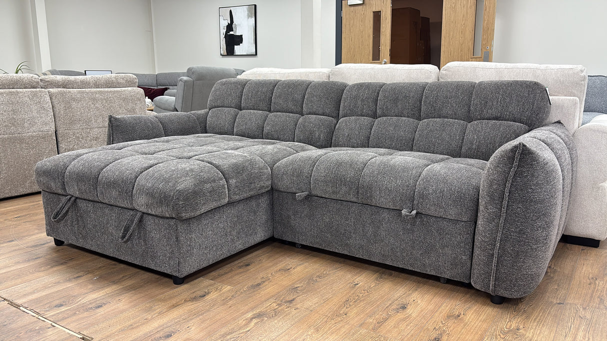 Miami Corner Storage Sofa Bed (Available in Black, Grey or Teal)