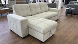 Milano Corner Sofa Bed with Storage (Available in Chenille Cream, Dark Grey or Teal)