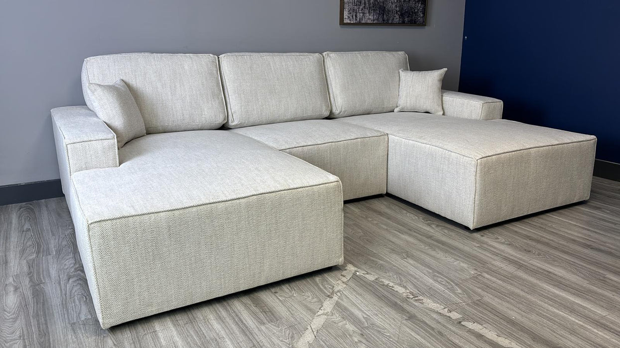 Lopez U-Shape/Cinema Sofa (Available in Modesto Ivory, Grey or Charcoal)