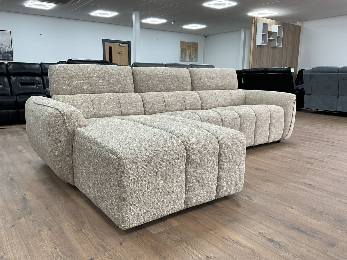 Tuscany Electric Recliner Corner Sofa (Available in Tweed Silver, Mocha or Charcoal)