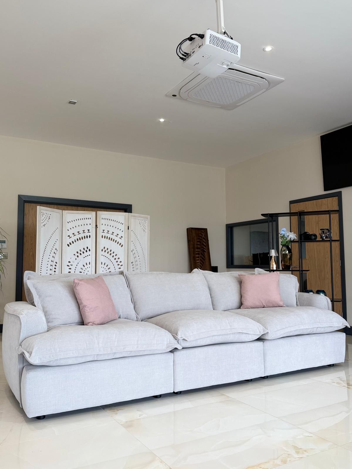 Daniela Modular 3 Seat Sofa and Footstool (Available in Stone or Grey)