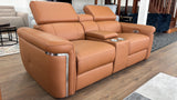 Autumnville Genuine Leather Electric Reclining 2 Seat Sofa (Available in Tanned Brown or Black)