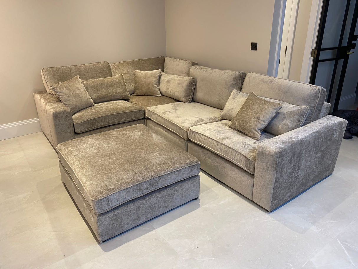 Lola Small Corner Modular Sofa (Available in Chenille Ivory, Mocha or Grey)