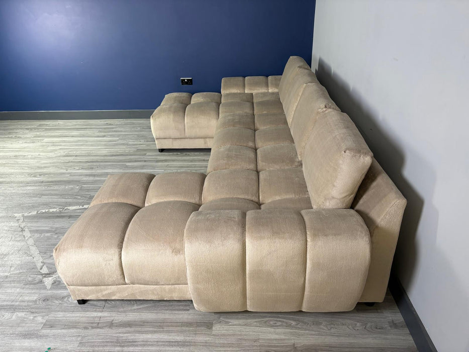 Stella U-Shape/Cinema Sofa (Available in Velvet Cream, Mocha or Grey)