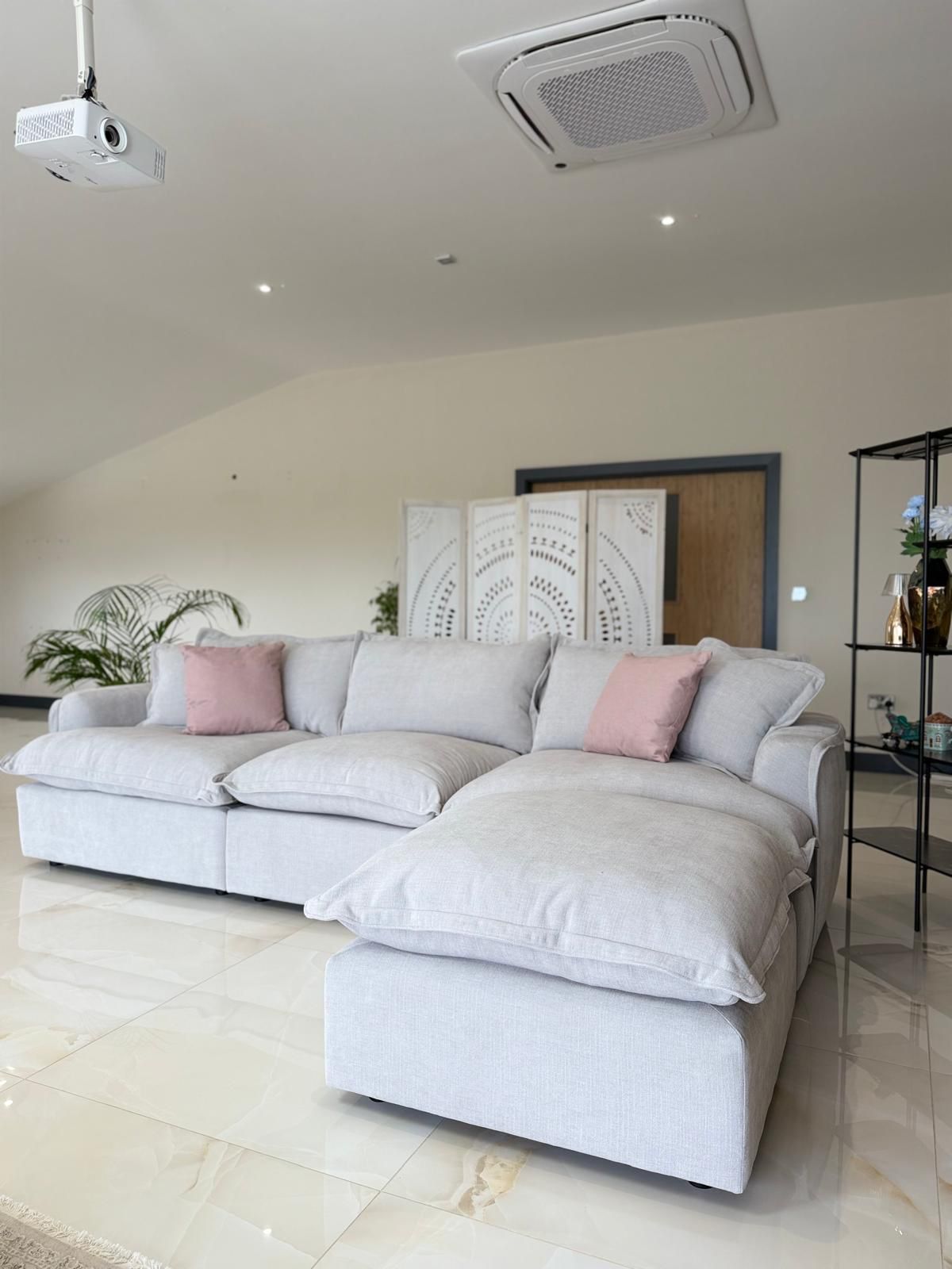 Daniela Modular 3 Seat Sofa and Footstool (Available in Stone or Grey)