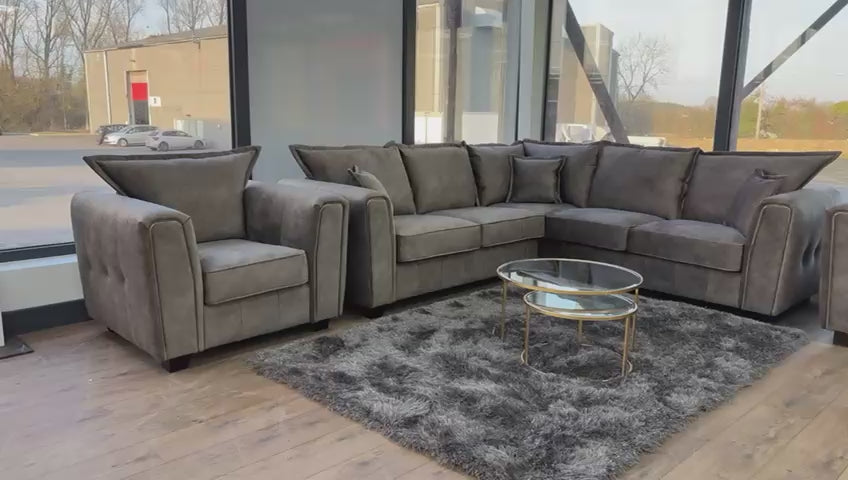 Venus 3 Seat Sofa (Available in Ashley Velvet Silver, Charcoal or Brown)
