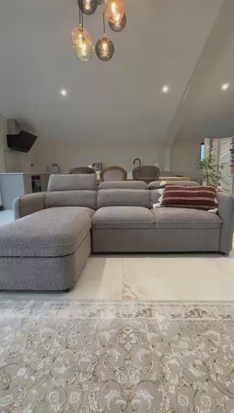 Naples Corner Sofa Bed with Storage (Available in Chenille Grey, Blue, Beige or Green)